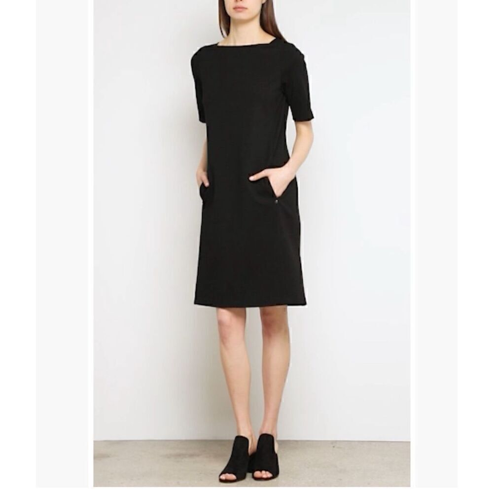 Lafayette 148 New York Women’s Black Cyra Lace Panel Square-neck Dress